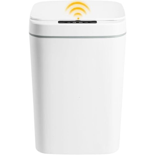 Kitchen Trash Can, 16L Automatic Trash Cans Built-in LED Lighting & Trash Bag Box Automatic Motion Sensor Bathroom Trash Can with One-Touch Auto Bagging & Odor Sealing for Kitchen Bedroom Office