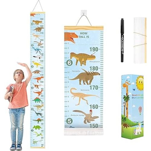Growth Chart for Kids,Child Height Chart Ruler for Wall,Wood Frame Fabric Canvas Height Measurement Ruler for Kids Nursery Room,Removable Wall Decor 79"x7.9"