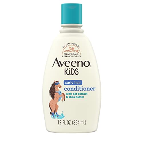 Aveeno Kids Curly Hair Conditioner With Oat Extract & Shea Butter, Gently Nourishes & Hydrates for Defined Curls, Tear-Free & Suitable for Sensitive Skin, Hypoallergenic, 12 fl. oz