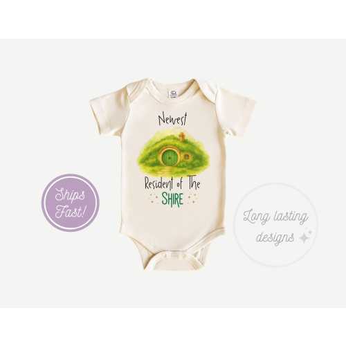 Lord of the Rings Baby Onesie: Newest Resident of The Shire Unisex Bodysuit