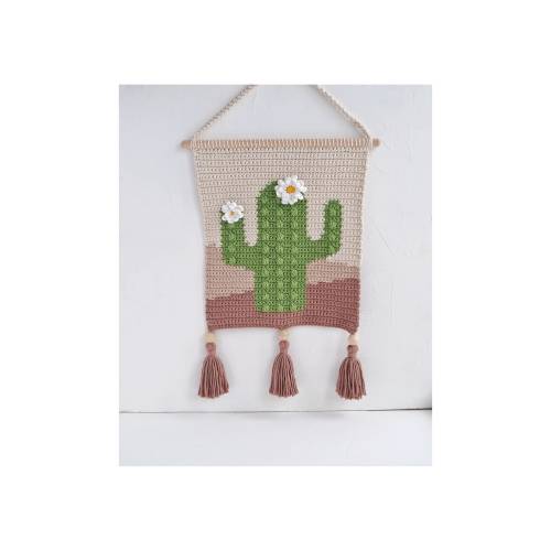 Cactus nursery wall hanging, Cactus and llama kids room wall art, Mexican baby shower gift, Desert blossom cactus wall art