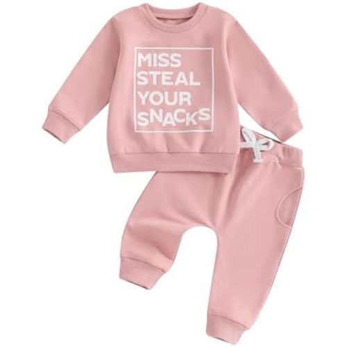 Toddler Baby Girl Fall Winter Outfit Letter Print Long Sleeve Sweatshirts and Stretch Pants Infant Girl Clothes