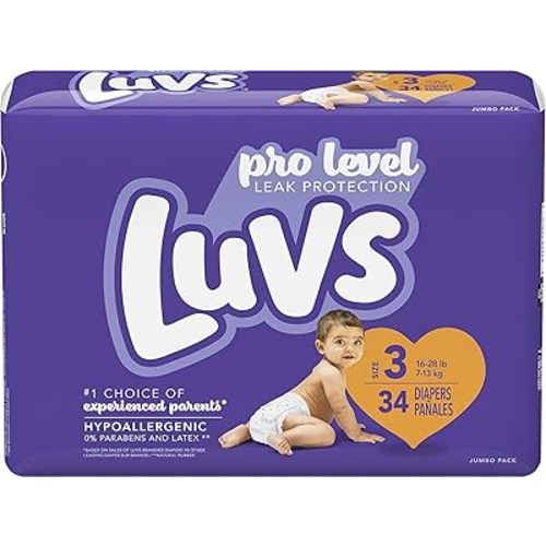 Luvs Size 3 Baby Diapers, Platinum Protection Bluey Diapers for Day & Night, Size 3, 34 Count (Packaging May Vary)