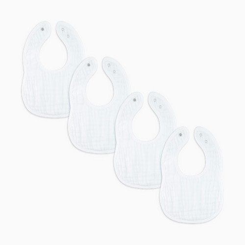 Muslin Bibs with Adjustable Snaps (4 Pack) - White