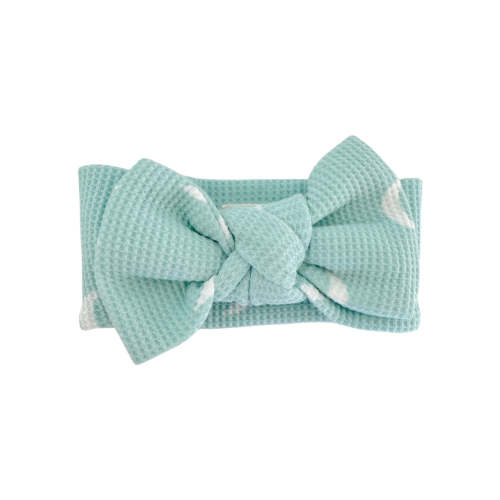 Organic Waffle Knot Bow, Light Blue Moon