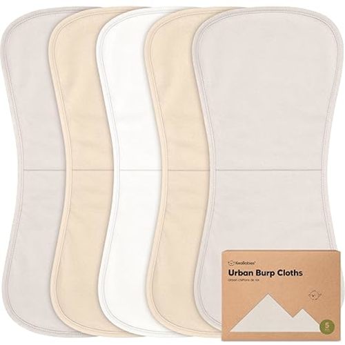 Organic Burp Cloths Baby Boy & Girl - 5-Pack Super Absorbent Cotton Burping Cloths for Babies, Soft & Plush Newborn Spit Up Rags, Infant Towels for Milk Spit Up, Unisex, Large 21" x 10" (Pure)