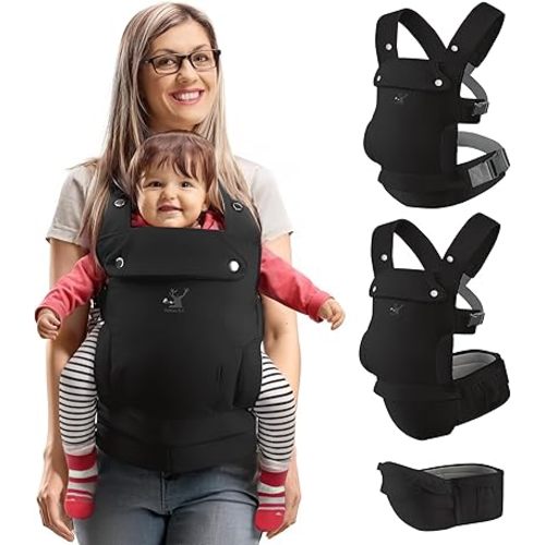 Baby Carriers, Baby Carrier with Hip Seat, 9 in 1 Front Facing and Back Baby Carrier Newborn to Toddler, 3-36 Month Baby Sling, Adjustable Detachable Baby Hip Seat, Enhanced Lumbar Support