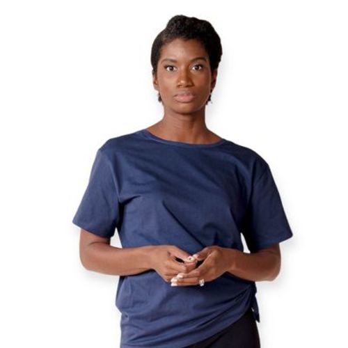 Of an Origin Oversized Organic Cotton Multi-way Maternity to Nursing V-Neck Tee, Original Colors (Navy, 2X)