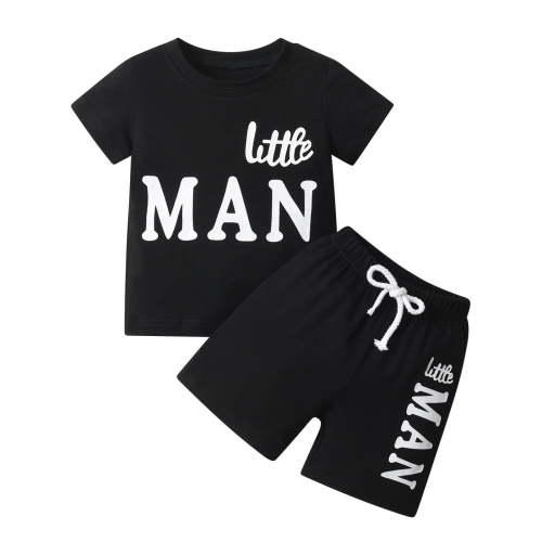 Infant Baby Boy Clothes Letter Short Sleeve T-Shirt and Shorts Summer Outfits Sets 12-18 Months