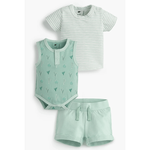 3-Piece Baby Henley Bodysuit Set | Monica + Andy