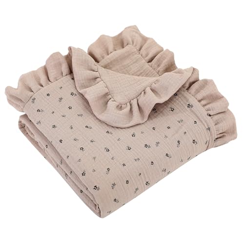 Muslin Toddler Blanket 43"x43" - 100% Cotton Super Soft Crib Blanket for Baby Boys & Girls, Infant & Toddler,Lightweight Nursing Cover & Breathable Stroller Blanket,Floral Design (Brown)