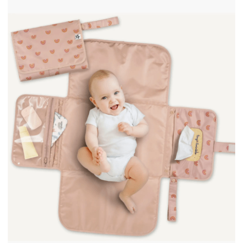 Portable/Foldable Waterproof Diaper Changing Pad with Smart Wipes Pocket