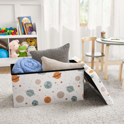 Kvell Foldable Child's Collapsible Toy Storage Chest, Planets Design, Multi-Color