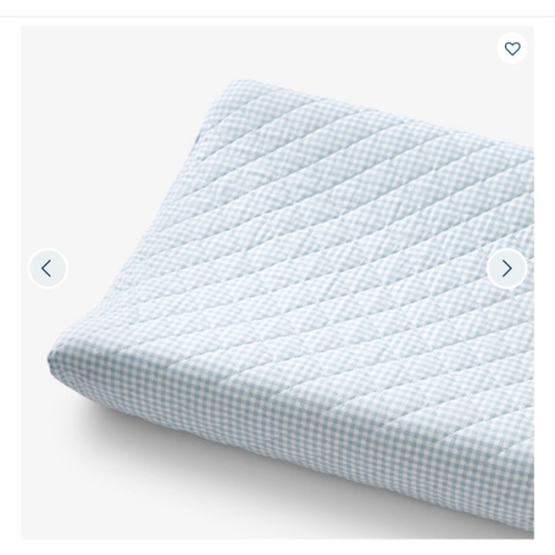 Ditsy Gingham Classic Cool Organic Cotton Percale Quilted Changing Pad Cover