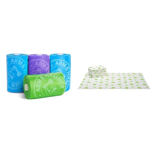 Munchkin® Arm & Hammer Diaper Bag Refills, 4 Pack, 48 Bags & Arm & Hammer Disposable Changing Pad, 10 Count, White/Green