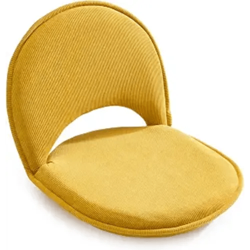 YOUKEEEJOJO Floor Chair 5-Position Adjustable Back Support Chair Foldable Camping, Floor Lounger,Corduroy Fabric, Video-Gaming Reading Watching, Indoor Outdoor Use(Yellow)