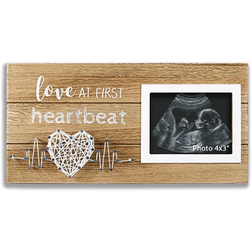 VILIGHT New Mom Gifts - Pregnancy Announcements Baby Gender Reveal Gifts - Love At First Heartbeat Sonogram Picture Frame for Standard 4" x 3" Ultrasound Photo