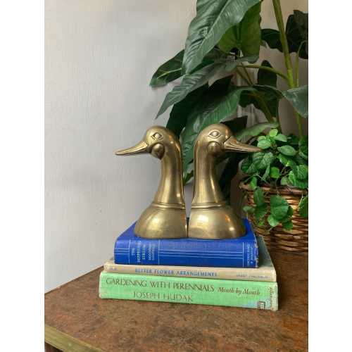 Brass duck head bookends