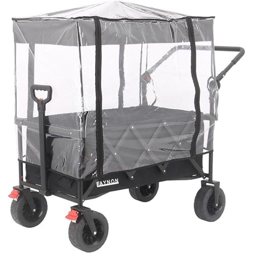 Universal Waterproof Wagon Cover - Waterproof & Windproof Rain & Sun Canopy with UV Protection, Fits Collapsible Wagons with Canopy, Strollers, Trolleys (Cart Not Included)