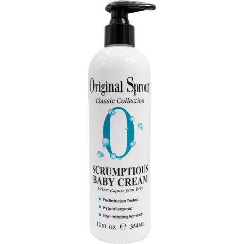 Original Sprout Scrumptious Baby Cream for Sensitive Skin & Diaper Rash, Gentle Non-Greasy Baby Lotion with Zinc Oxide & Calendula, Moisturizing Face & Body Cream, 12 fl oz
