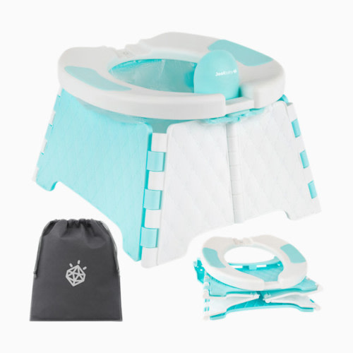 Collapsible Travel Potty Chair with Travel Bag & 30 Replacement Bags - Aqua