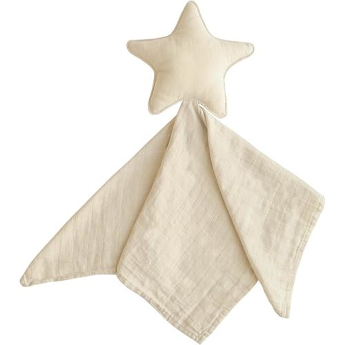 mushie Star Security Blanket | Baby Lovey | 100% Organic Muslin Cotton (Fog)
