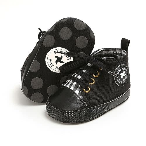 Baby Girls Boys Shoes Soft Anti-Slip Sole Newborn First Walkers High Top Canvas Denim Unisex Infant Sneaker