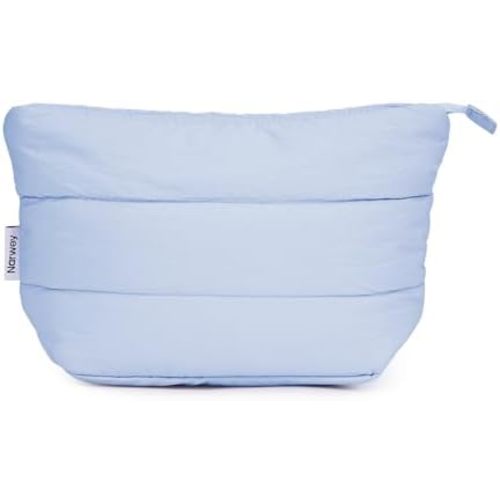 Narwey Travel Makeup Bag for Women Girl, Puffer Makeup Up Organizer Bag Cosmetic Bag, Puffy Cute Makeup Pouch Purse, Travel Toiletry Bag (Blue)