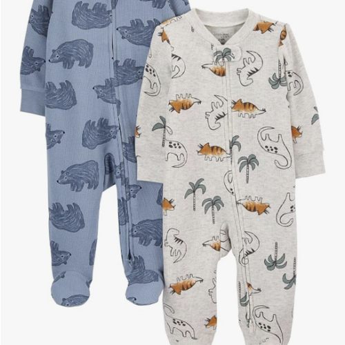 Simple Joys by Carter's Unisex Baby 2-way Zip Thermal Footed Sleep and Play, Pack of 2