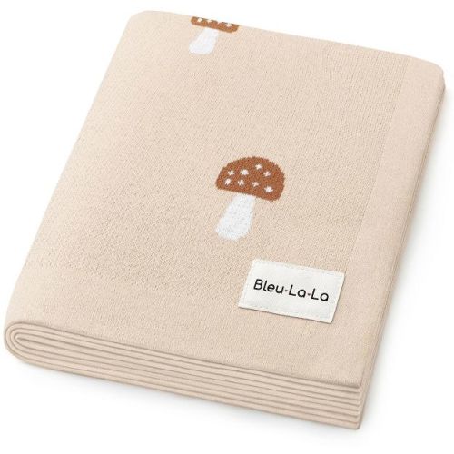 Bleu La La 100% Luxury Cotton Soft Knit Swaddle Baby Blanket for Blanket for Newborns and Infants Boys and Girls - Mushroom - Taupe