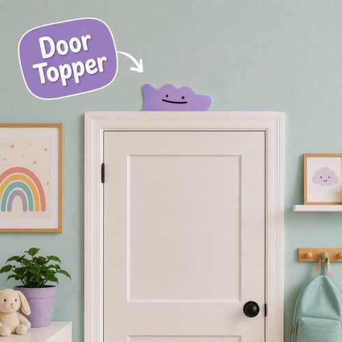 Ditto Pokemon Door & Frame Topper – Cute Room Art | Pastel Purple Room Decor