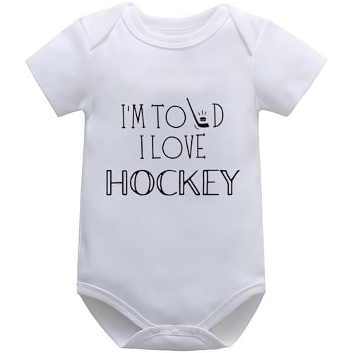 I'm Told I Love Hockey Baby Onesie Cute Unisex Infant Creeper One-piece Bodysuits Outfit Funny Newborn Romper