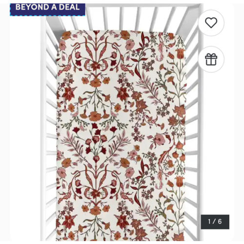 Sweet Jojo Designs Ivory and Orange Boho Vintage Floral Girl Fitted Crib Sheet Bohemian Rust Daisy Botanical Flower Green Fringe