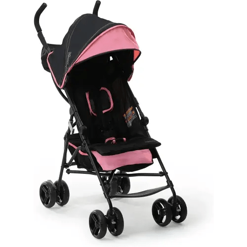 Ingenuity 3D Mini Convenience Stroller – Lightweight Stroller with Compact Fold, Multi-Position Recline, Canopy with Pop Out Sun Visor and More – Umbrella Stroller for Travel, Pink