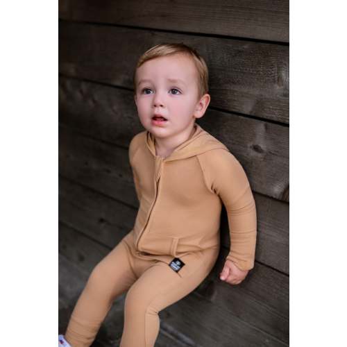 Front Opening Ready Set Romper® ZIP-IT in Ribbed Caramel