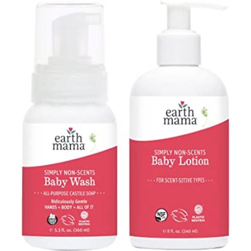 Earth Mama Bathtime Bundle | Simply Non-Scents Castile Baby Wash & Moisturizing Calendula Lotion