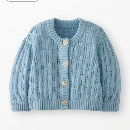 Baby Balloon Sleeve Pointelle Cardigan Sweater