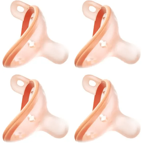 Baby Pacifiers 0-6 Month, Nipple Shape Soft Silicone Newborn Pacifiers 0-3 Months with Large Air Holes, BPA-Free, 4pcs