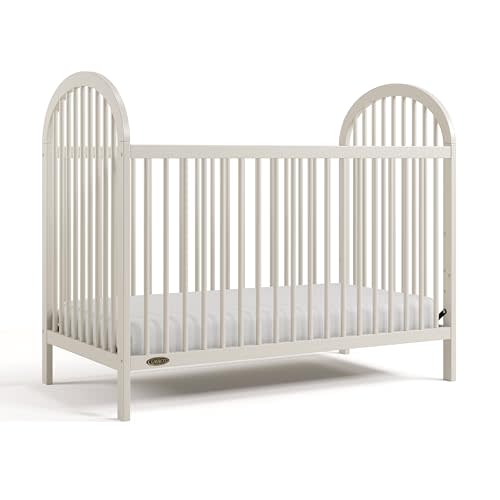 Graco Olivia 3-in-1 Convertible Crib – GREENGUARD Gold Certified, 100% Solid Wood, Fits Standard Baby Crib Mattress, Converts to Toddler Bed and Daybed, 4 Adjustable Mattress Heights (Frosted Oat)