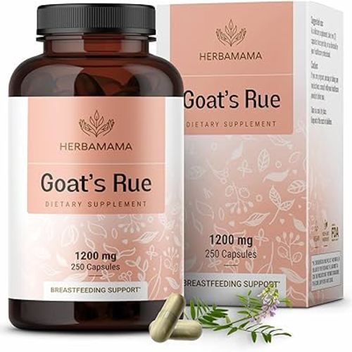 HERBAMAMA Goat's Rue Capsules - 1200mg Galega Officinalis for Mother's Breast Milk Lactation Support - Vegan, Non-GMO Goats Rue Herb Lactation Supplement