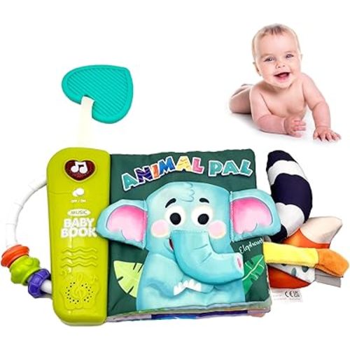 Baby Books Toys, Ocean Pals Touch and Feel Music Cloth Book for Infant Baby 6-12-18 Months, Early Learning Education Shower Easter Gifts for Boys Girls (Animal Pals)