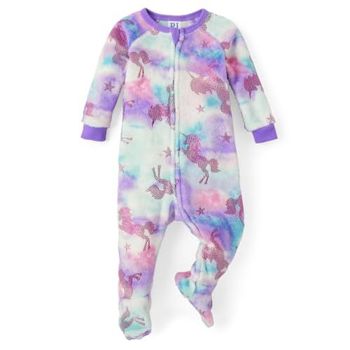 The Children's Place baby-girls And Toddler Fleece Zip-front One Piece Footed Pajama