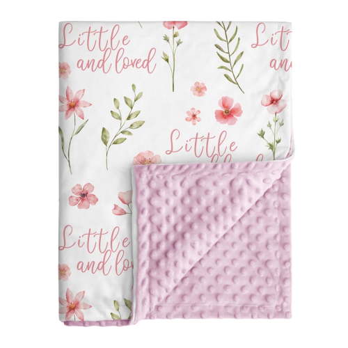 Gllquen Baby Minky Blanket 30"x40" Super Soft Double Layer Security Blanket with Dotted Backing for Girls, Pink Floral