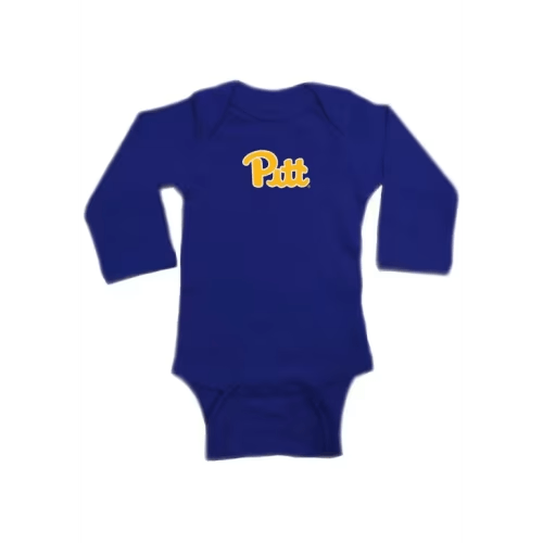 Pitt Panthers Baby ROYAL Primary Logo Long Sleeve Romper - 10190852