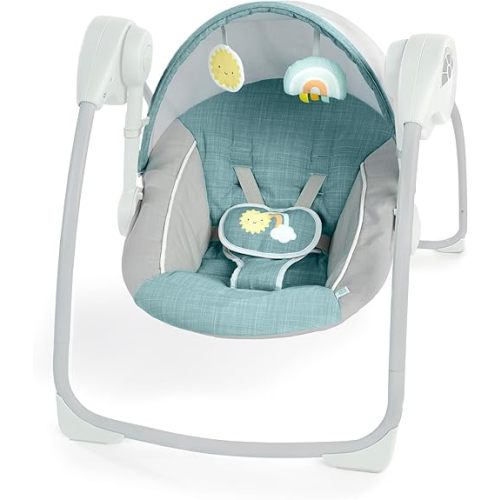 Ingenuity: ity by Ingenuity Sun Valley Canopy Portable Swing - Canopy, 2 Toys, 2-Position Seat Recline, Unisex, for Ages 0-9 Months, Grey