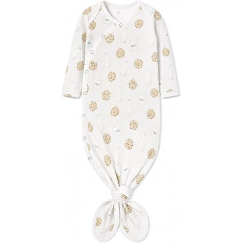 Copper Pearl Baby Gown - Knotted Newborn Sleepers for Baby Boy and Girl, Soft Stretchy Long Sleeve Infant Gowns with Bottom Tie and Hand Mittens, Perfect Hospital Coming Home Outfit (Chip)