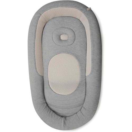 Inglesina Welcome Pod Baby Lounger, Harmony Gray - U.S. Compliant Infant Lounger for 0-8 Months - with Ergonomic Support for Supervised Tummy Time & Play - Breathable Bamboo & Cotton