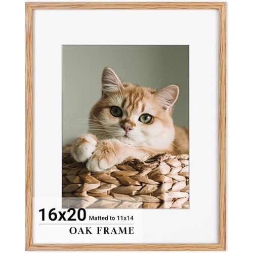 11x14 Picture Frame for wall,Premium Natural Solid Wooden Frames Mat for 8x10 Picture & Tempered Glass-11x14 frame for Wall Art Photo and Prints,Vertical or Horizontal Wall Hanging-Natural Oak 3 pack