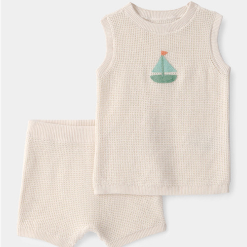 Baby 2-Piece Sailboat Crochet Top & Short Set - Cream | Carter's