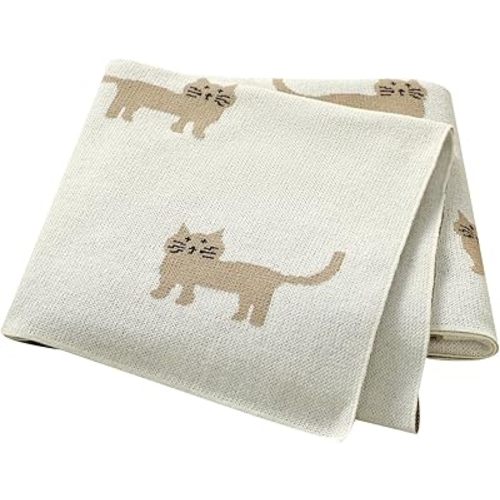 Hadetoto Baby Blankets for Boys and Girls, Newborn Knitted Cotton Swaddle Blankets Neutral Crochet Receiving Blanket, Baby Essentials, Registry & Gift, 40 x 30 inches